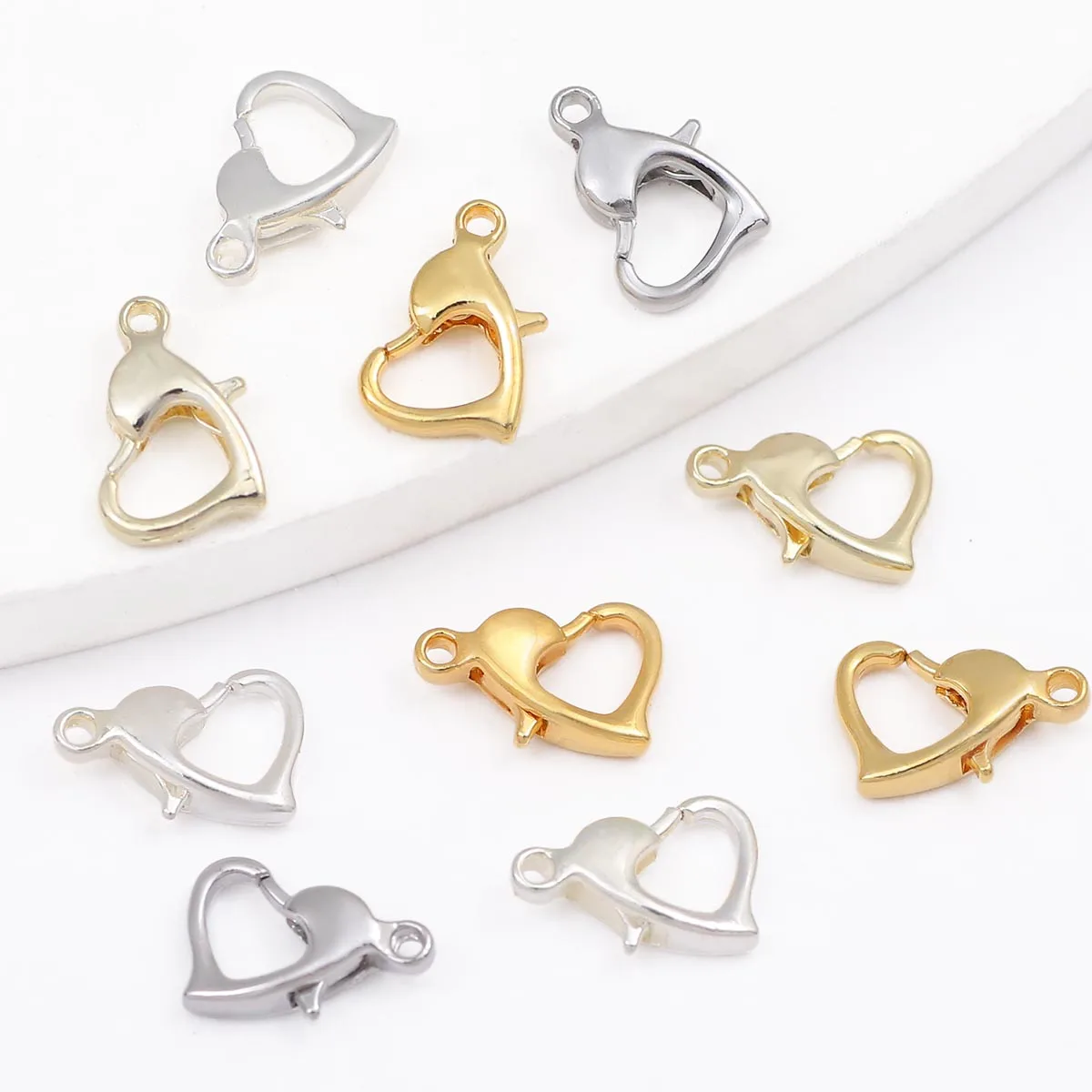 

5pcs 11*9MM Gold Plated Love Heart Brass Lobster Clasps Connection Claw Hook For DIY Necklace Bracelet Jewelry Making Findings