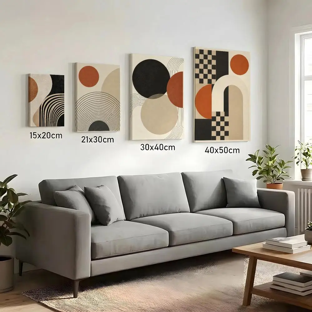 Geometric Relief One Minimalist Framed Wall Painting HD Canvas Print Poster Wall Art | Optional Frame | Modern Hallway Decor