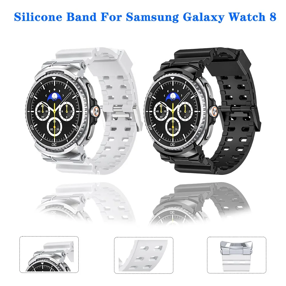 

Ремешок для Samsung Galaxy Watch 8, силиконовый, дышащий, с металлическим коннектором, регулируемый спортивный браслет для Samsung Watch 8, аксессуары