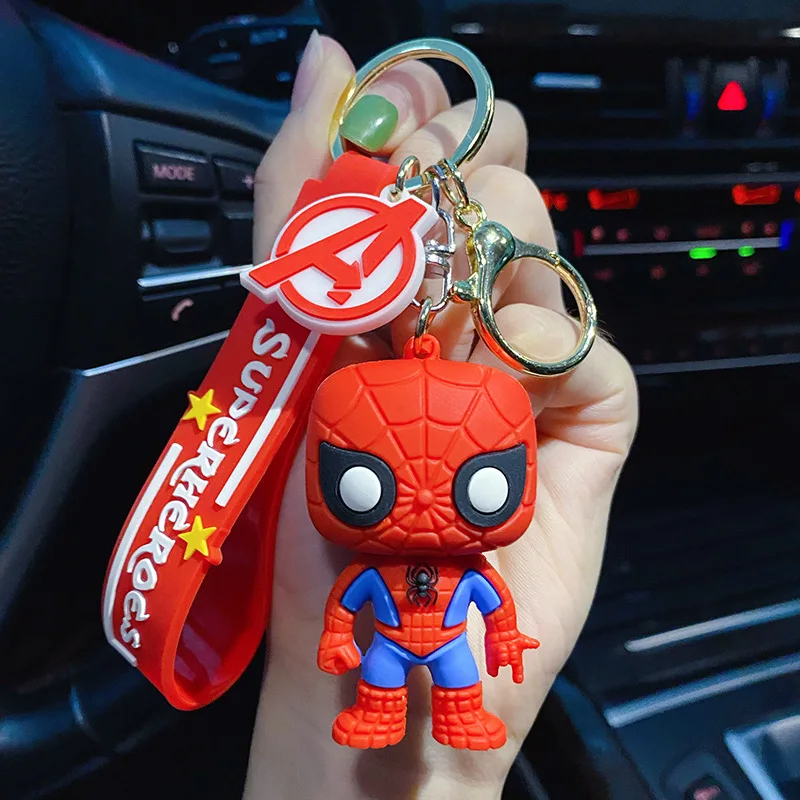 Disney-PVC Chaveiro de carro para crianças, pingente de super heróis, Homem Aranha, Capitão América, Pantera Negra, Deadpool, modelo de brinquedos, presentes infantis