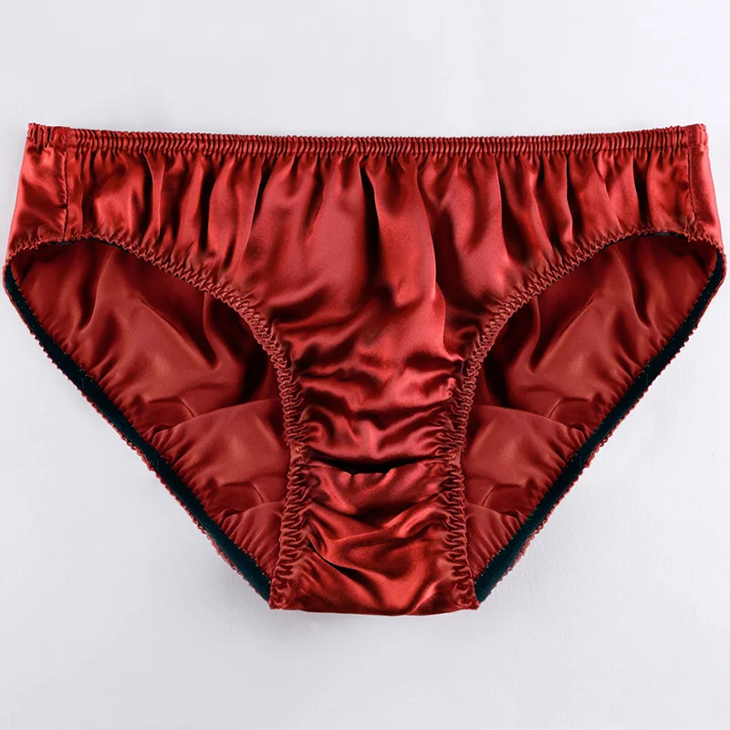 1Pc New Sexy Men Silk Panties Female Ladies Seamless Underwear Comfortable Breathable Satin Briefs Pure Color Luxury Panties