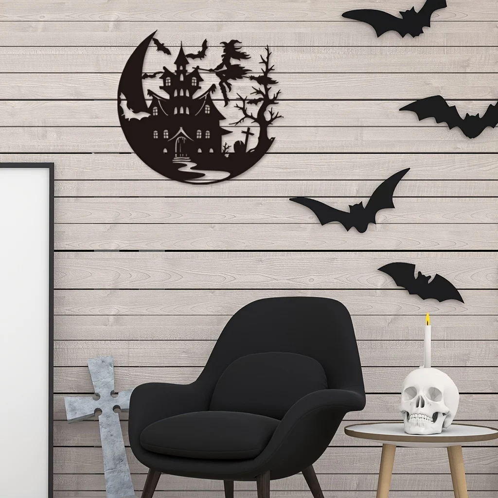 

1pc, Halloween Metal Sign Moon Witch Metal Art Witchy Aesthetic Porch Sign Halloween Unique Halloween Decor Goth Design Crafts