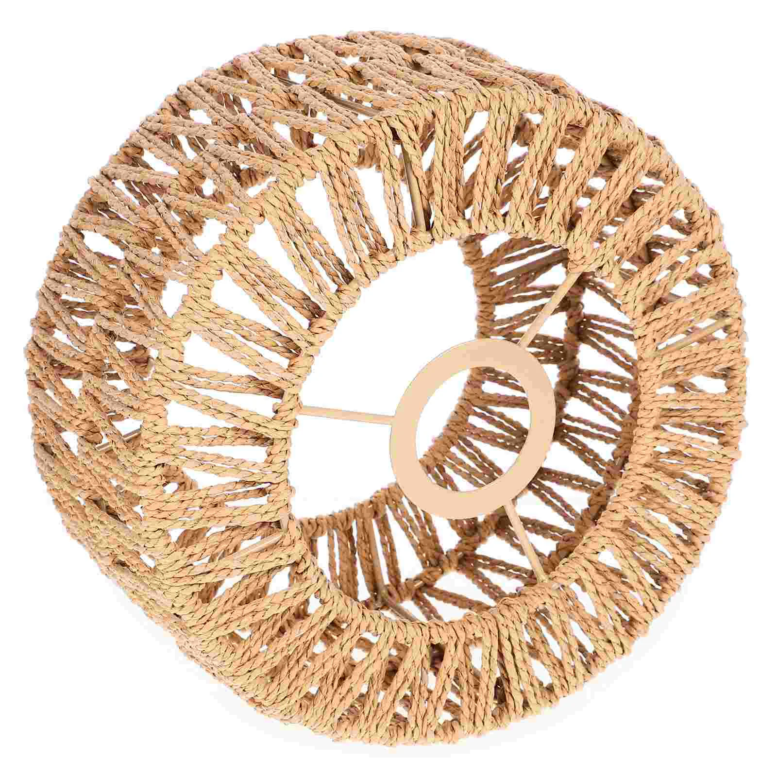 

Wicker Braided Straw Rope Lampshade Vintage Wall Sconces Woven Pendant Light Cover Iron Shades