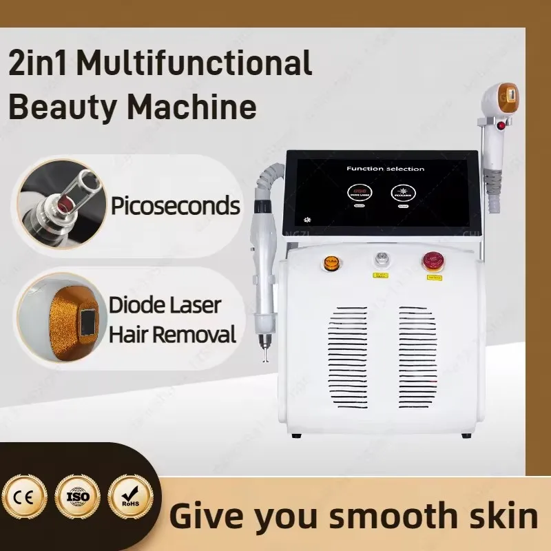

High Power 4000W 2 in 1 Diode and Nd Yag Laser755nm 808nm 1064nm Hair Removal Machine Portable Picoseconds Laser Tattoo Remover