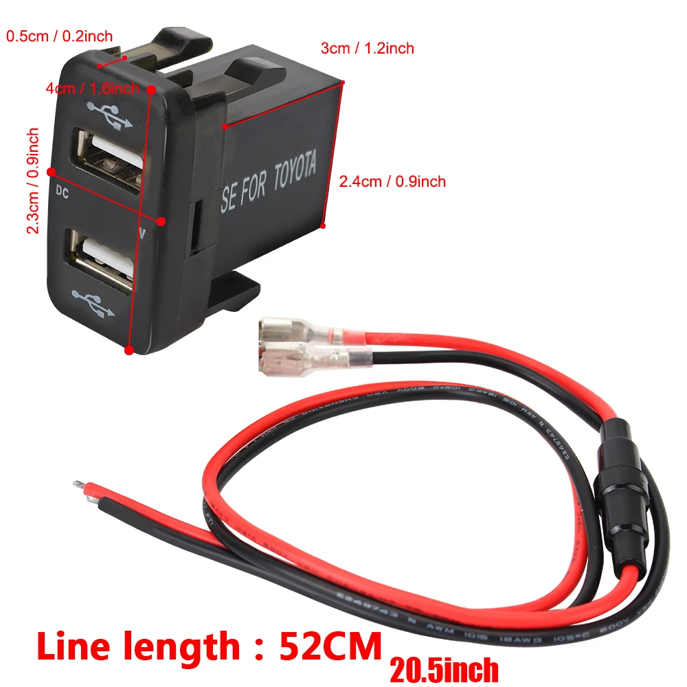 Dual USB QC Car Socket Charger 12-24V 4.2A Dual USB Voltmeter Mobile Phone Quick Charge Power Adapter For Toyota