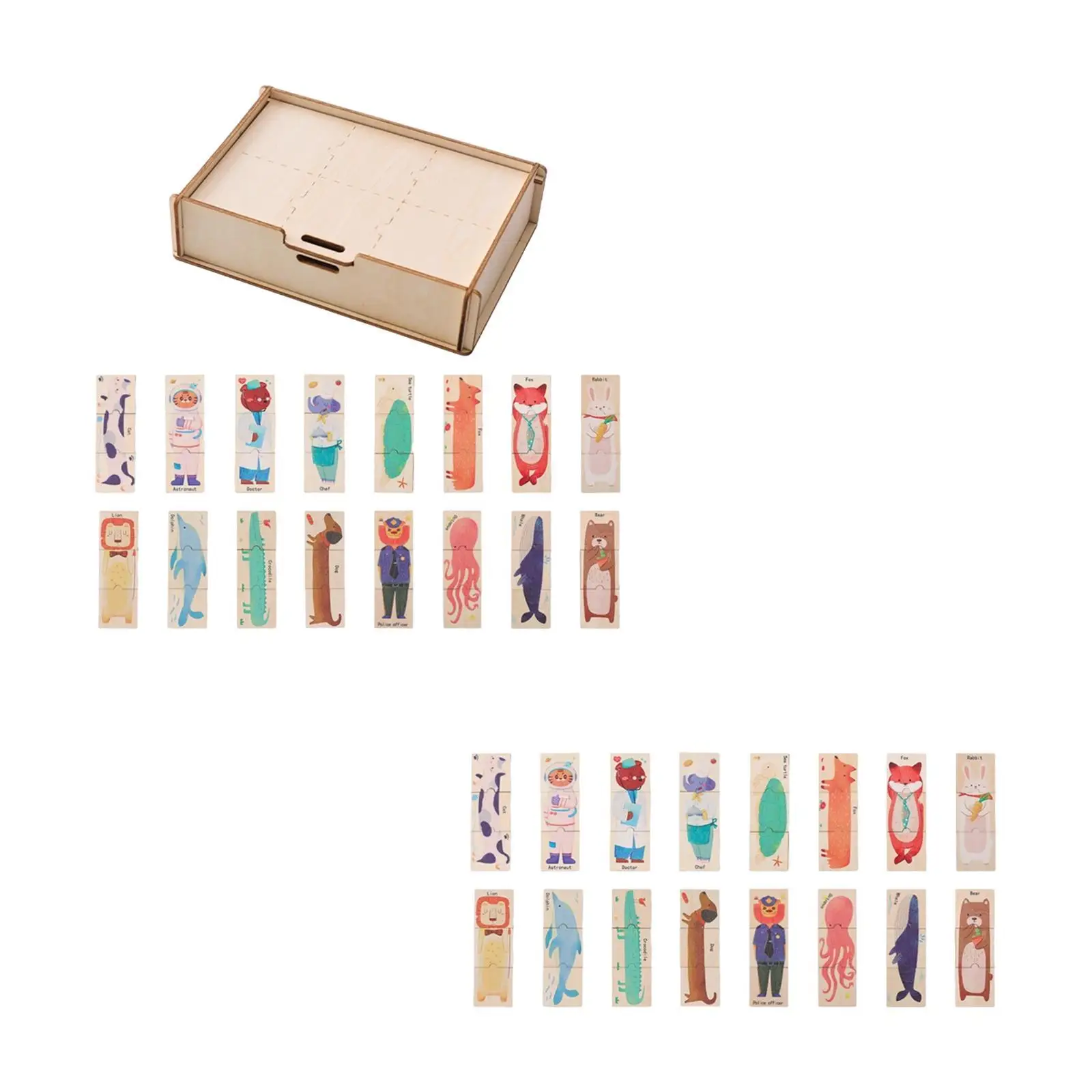 Montessori Toy Wooden Puzzles Words Recognition Game Montessori Sorting Toy