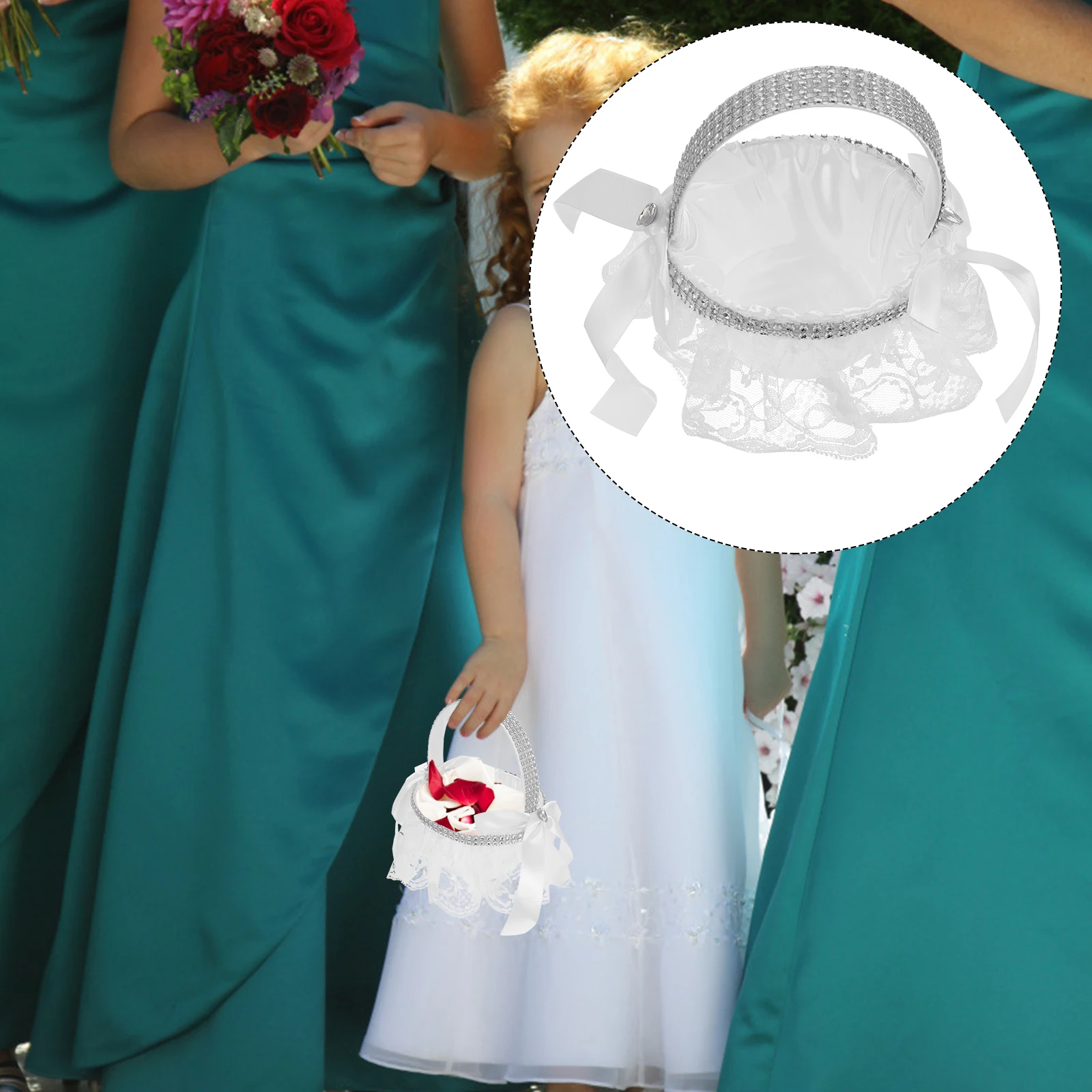 

Flower Basket Decor Bride Lace Mini Flower Basket Wedding Girl Baskets Mini Storage Elegant Petals Container Bamboo