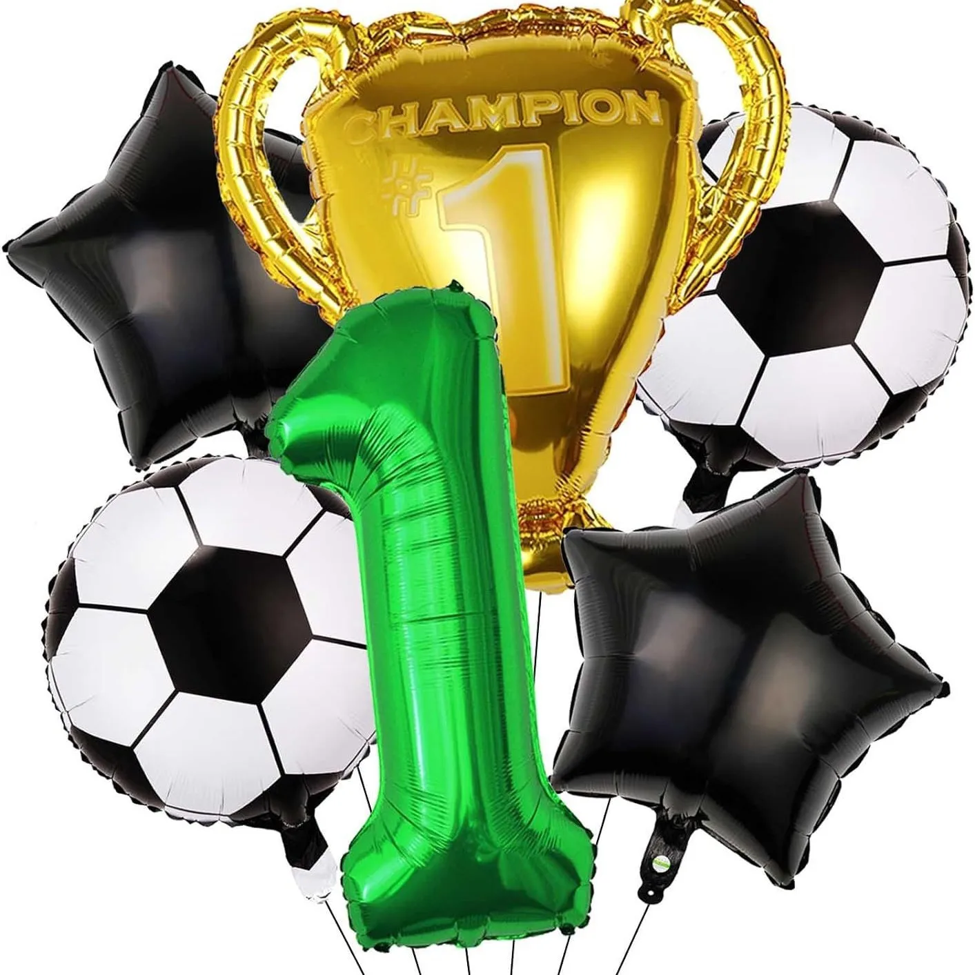 32 Zoll Grüne Zahlenballons Fußball Heliumballons Trophäenballon Kindergeschenke Geburtstagspartydekoration für Jungen