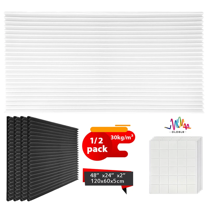

Noise Insulation Foam 1/2 Pack, Triangular Groove Sound Insulation, Home Accessories Sound-Absorbing Panels Decor Studio Foam