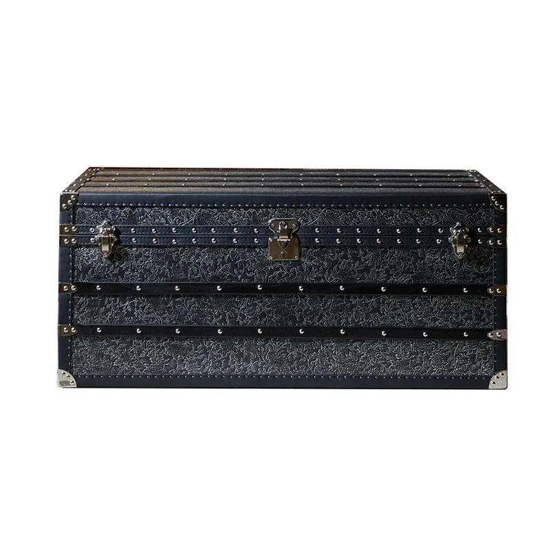 Black flower coffee table, rectangular coffee table, chest living room