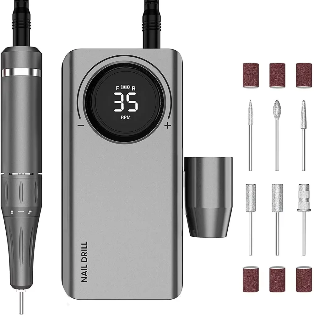 

Беспроводная электрическая полировальная машина для ногтей, 35000 об/мин, аккумуляторная шлифовальная машина для ногтей с аккумулятором, британская вилка