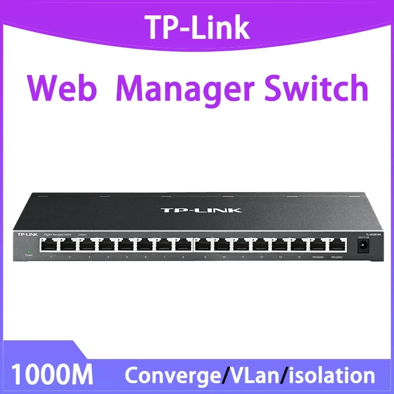 TP-Link 16 Port Full Gigabit Network Web Management Switch VLAN Port Convergence Mirror Ethernet Network 1000Mbps Hub