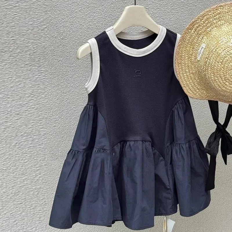 Girls Casual Dresses Sleeveless Casual Patchwork Dress Toddler Girl Clothes for 2 To 6 Years Princess Dress for Girls