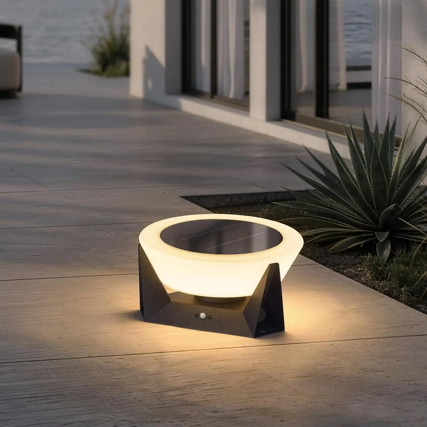 

11.02" Corner Floor Lamp, IP54 Waterproof Floor Lamp Modern, 3000K Outdoor Light Lamps, Modern Solar Patio Lights Outdoor Free S