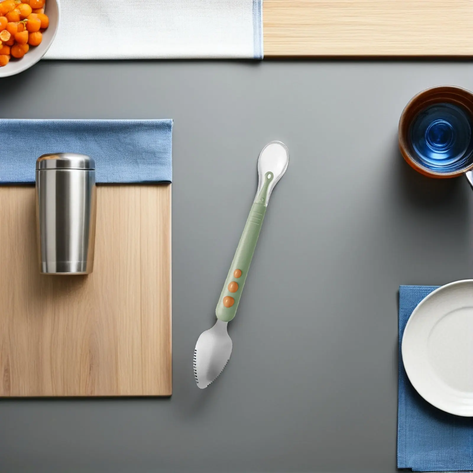 

Fruit Puree Double Head Baby Silicone Feeding Spoon Infant Soft Safe Food Scoop for Baby Feeding Supplies Grapefruit Spoons