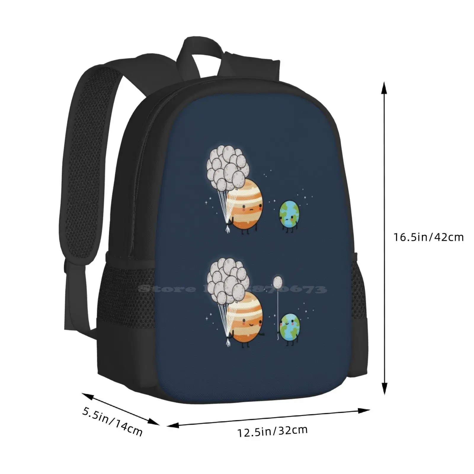 Ransel desain gambar cetak 3D malam anda tas pelajar Bumi bulan Jupiter planet luar angkasa persahabatan wawaiwa Bintang Cinta