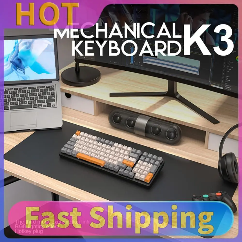 

RGB Mechanical Keyboard 100 Keys Gamer Keypad 9 Lighting Effects Hotswap Keyboard USB Type C Wired Keypad for Laptop Computer