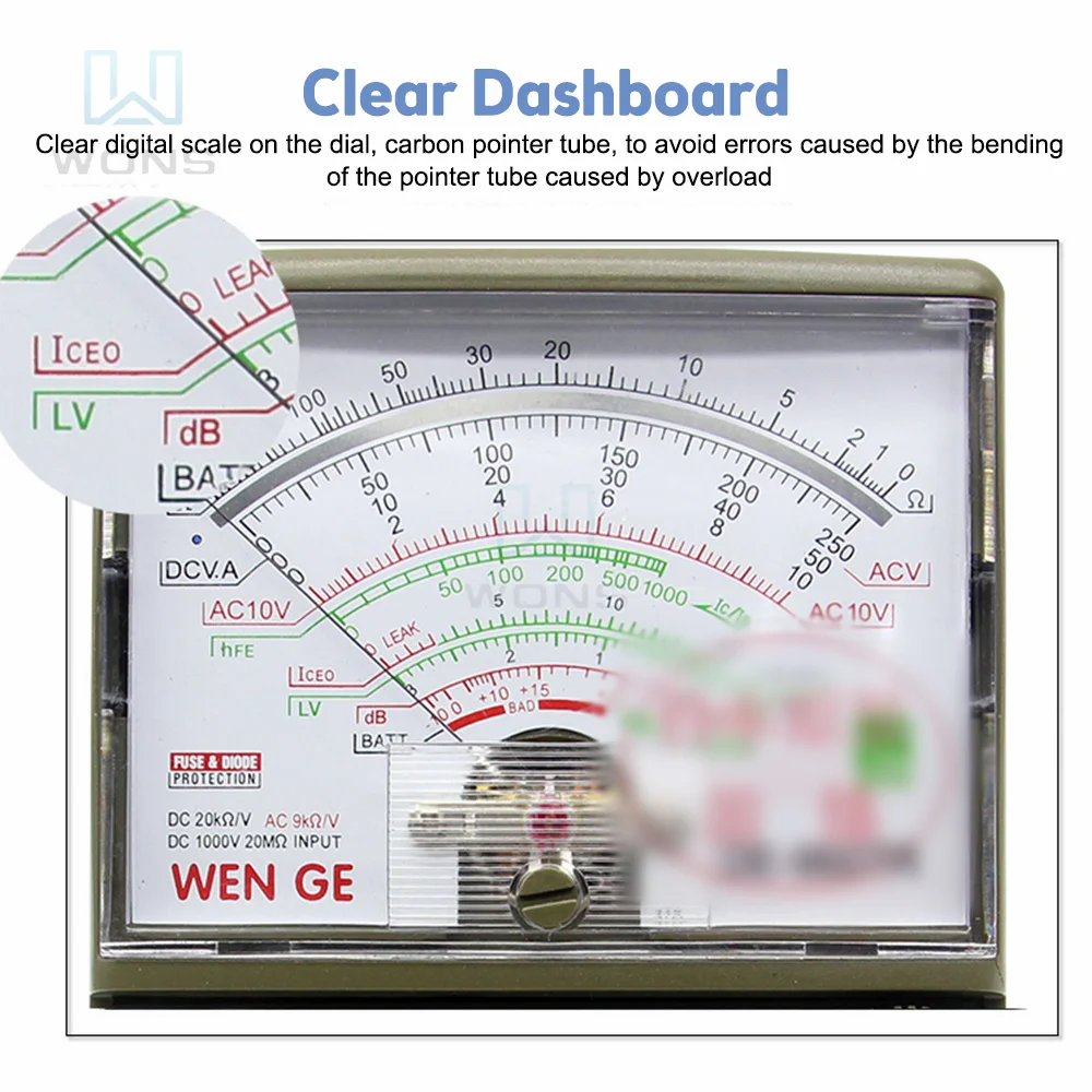 DE-960TR Pointer Type Mechanical Multimeter AC DC Volt Ohm Multifunction Technical Electrician Maintenance Universal Meter