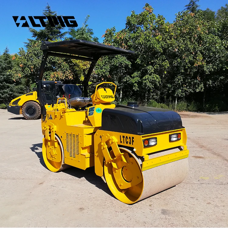 Mesin Penggilas Jalan 2000kg 3000kg 2ton 3ton Mekanis Artikulasi dengan Drum Ganda