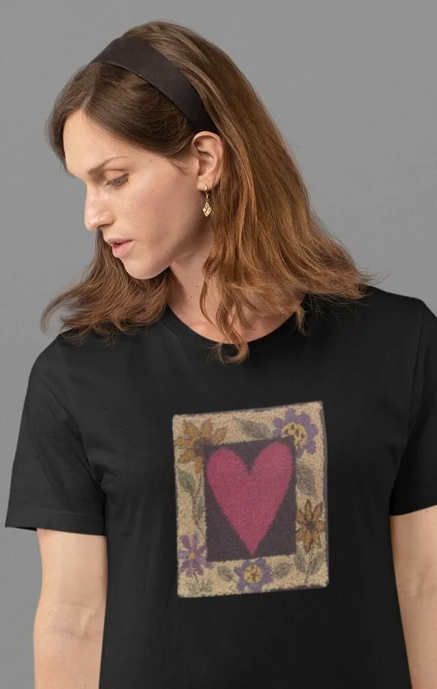 Punchneedle Valentine Harvest Heart Jersey  T Shirt