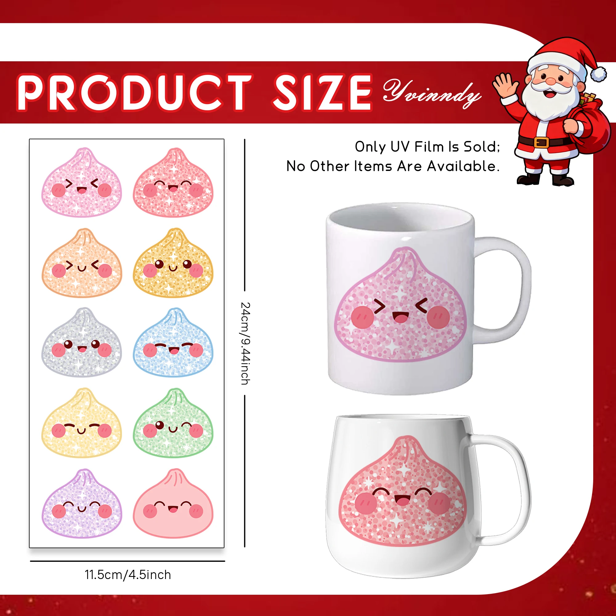 40 Stück/Set Glitzer-Dumpling-DIY-UV-DTF-Becheraufkleber – hochviskose UV-DTF-Becheraufkleber können auf Glas oder 16OZ verwendet werden – Detail 2