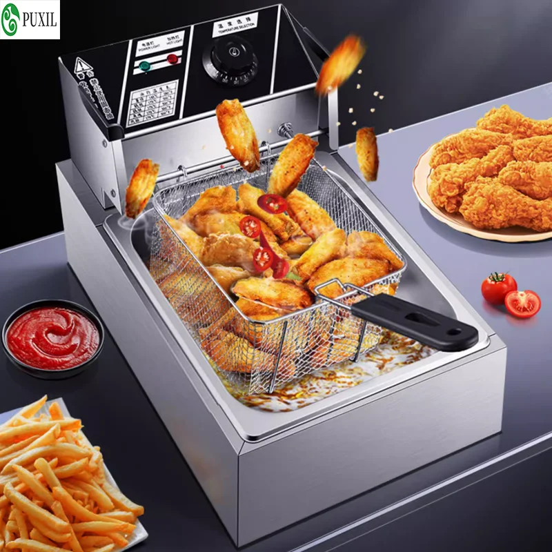 Electric Fryer 10L 2500W Industrial Deep Fryer Stainless Steel for French Fries Chicken chop Deep Fryer Commercial Fry Pan