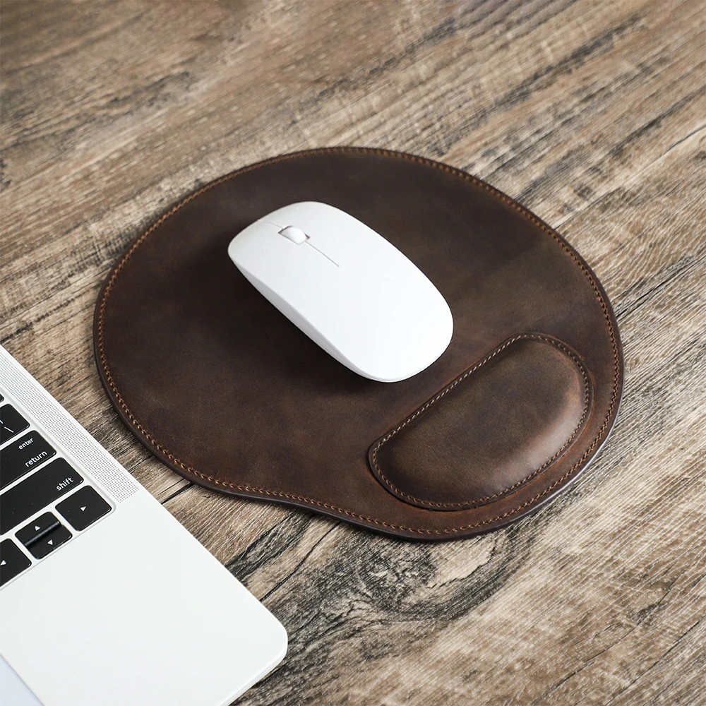 CONTACTS FAMILY Nubuck Leather Anti-slip Mouse Pad With Wrist Rest Office Desk for PC Laptop Computer Table Mat Gaming Mousepad