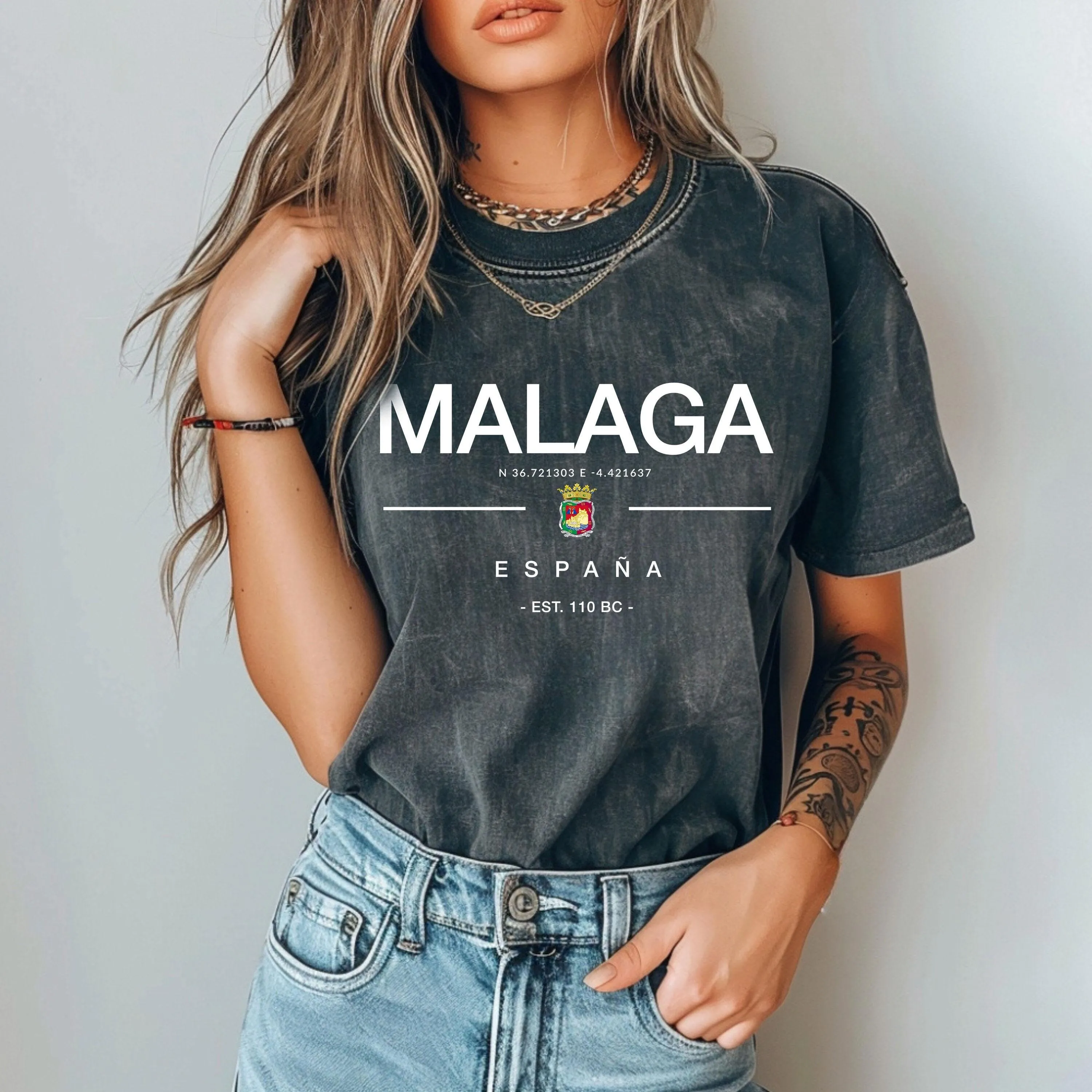 

Malaga Comfort Colors T shirt Spain travel Espana Coat of Arms España