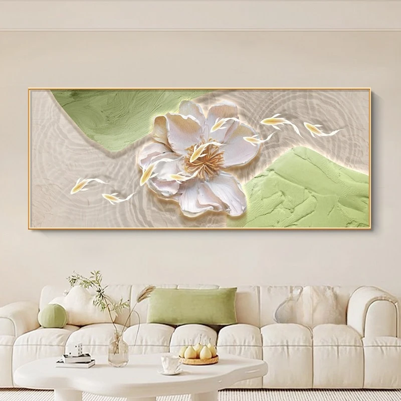 Living room decorative painting simple cream wind sofa background wall hanging modern high-end atmospheric horizontal mural