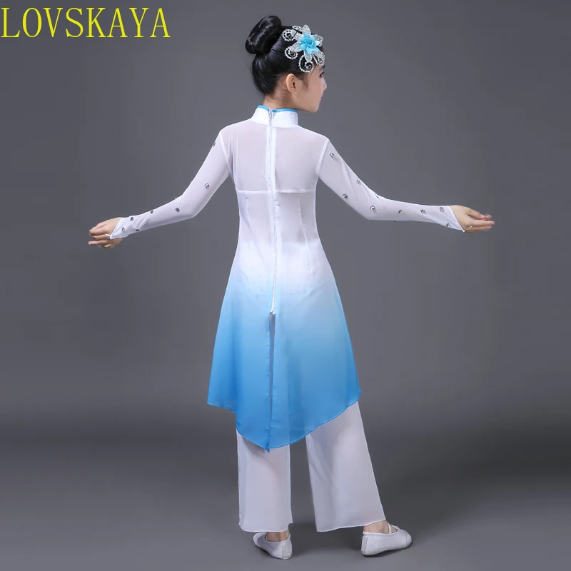 Hanfu-trajes de Baile Folclórico clásico para niños, nuevo estilo chino, ropa de actuación para fanáticos de la danza, paraguas para niñas