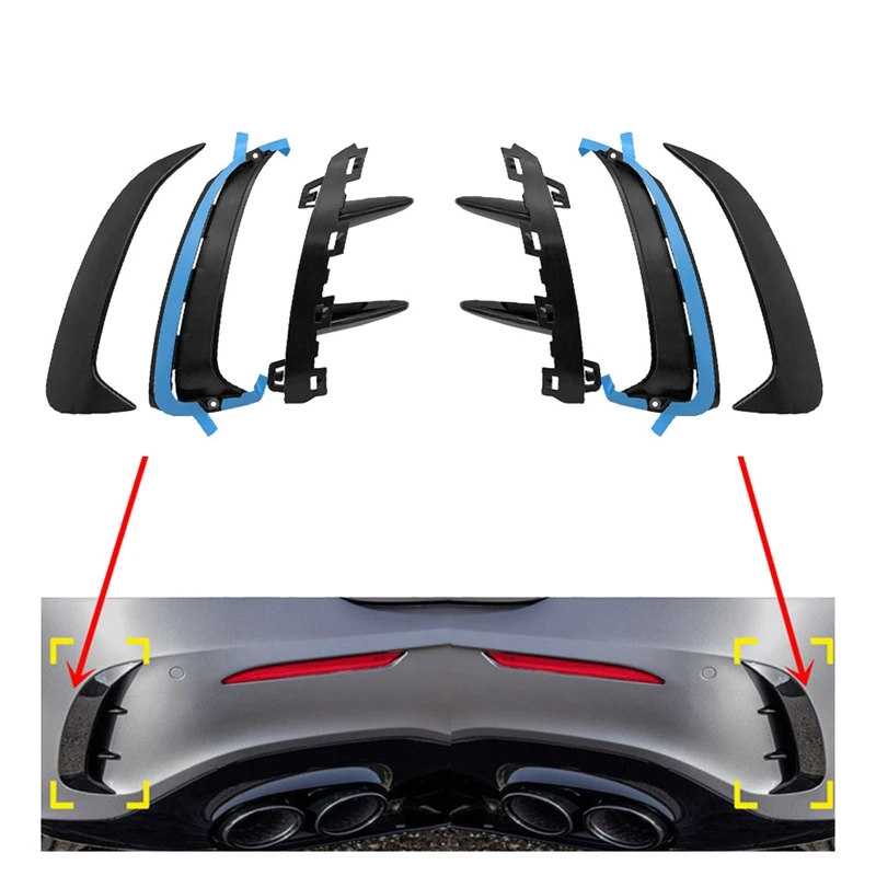 Glossy Black Rear Bumper Spoiler Canard Splitter For Mercedes Benz A Class W177 Hatchback A180 A200 A250 A35 AMG 2019