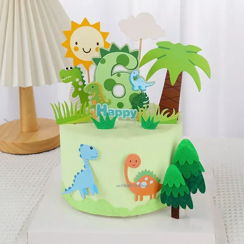 0-9 Numbers Dinosaur Birthday Cake Topper Happy Birthday Cake Girl Boy Birthday Party Decor Kid Favor Dinosaur Boy Cake Decor