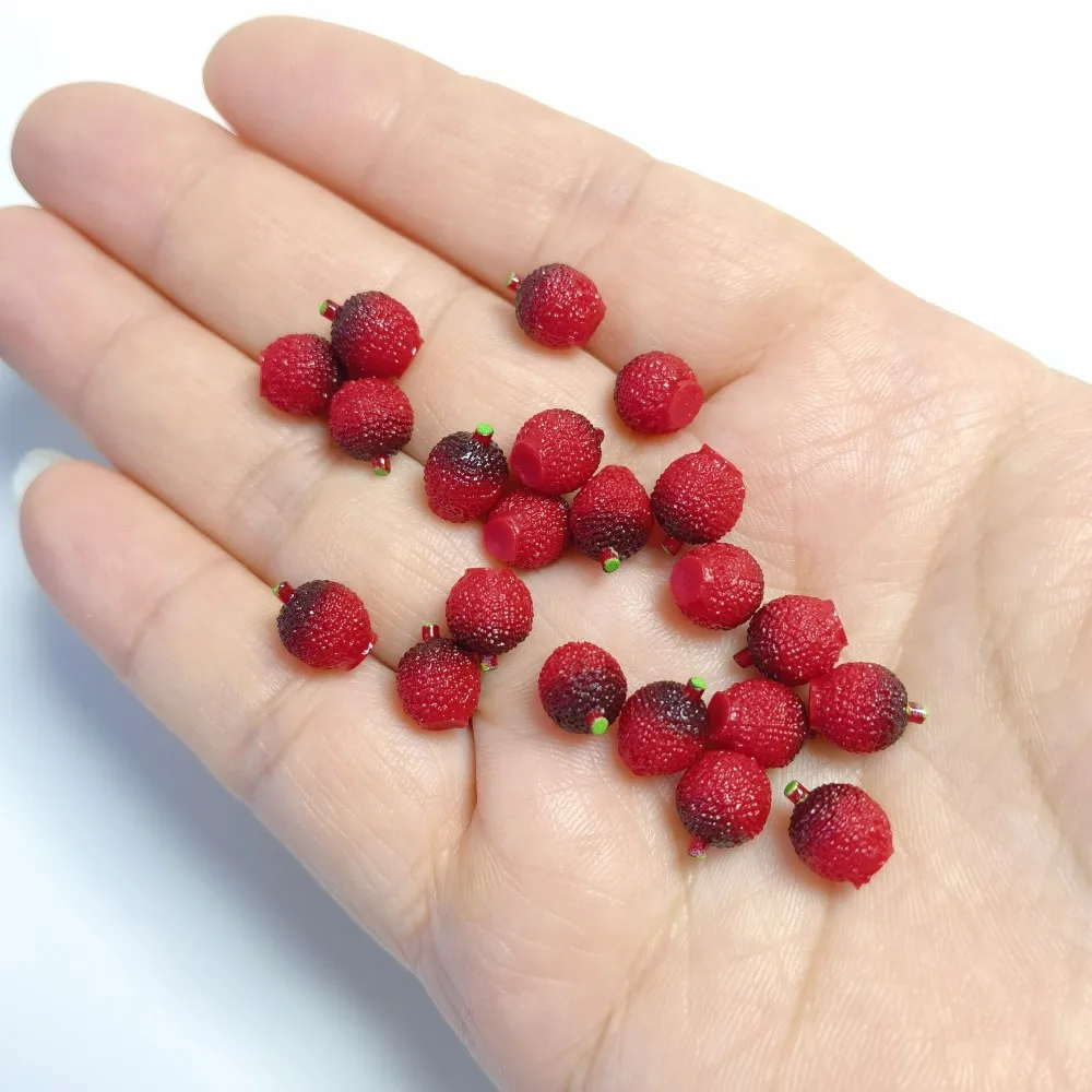 Cute Mini 3D Fruit Red Bayberry DIY Resin Flatback Cabochon For Phone Case Deco Parts Jewelry  Accessories