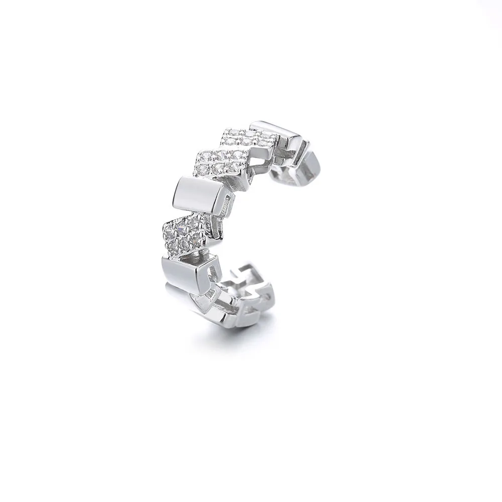 1PC Irregular Square Zircon Ear Clip Earring for Women Fashion Simple Earring Stack No Piercing Ear Cuff Jewelry Christmas Gift