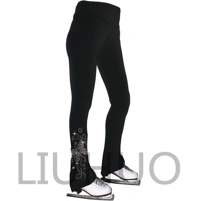 LIUHUO フィギュアスケート パンツ 女の子と女性用 フリース五角形付き トレーニングウェアに最適