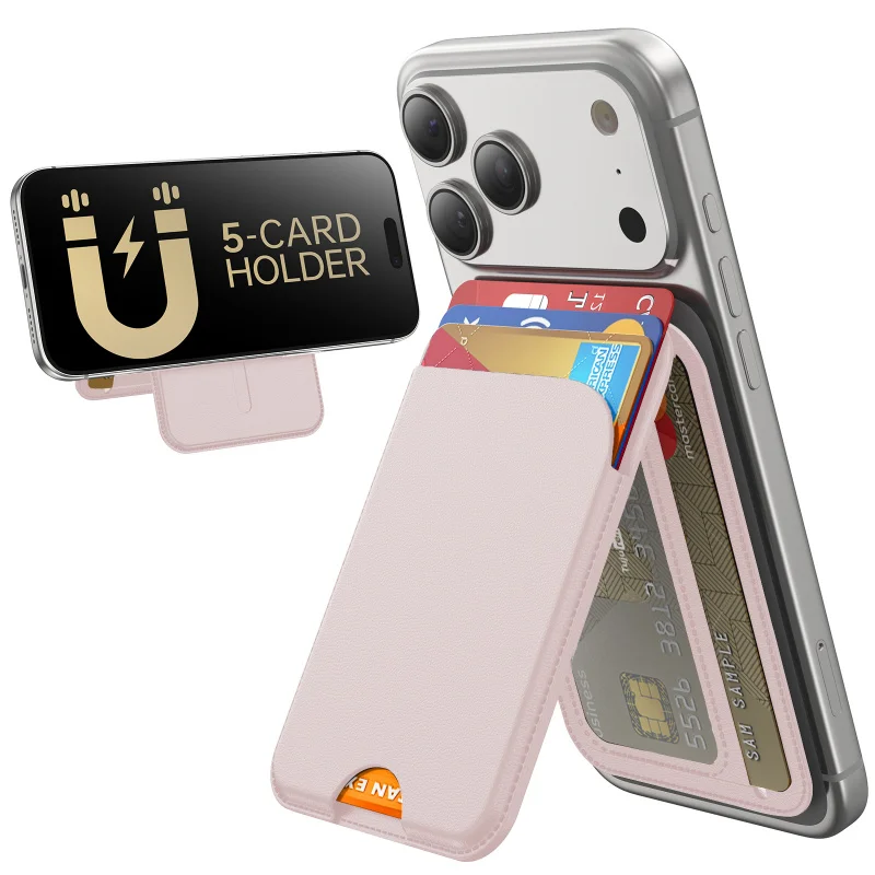 MagSafe Phone Stand Wallet for iPhone 17/16/15/14/13/12 Pro Max, Magnetic Foldable Kickstand Card Holder Case, 5 Cards RFID Bloc view 2
