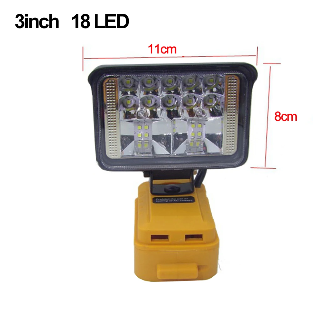 3 4 6 8 Inch 20V Battery Flashlight Adjustable Brightness Work Light USB Charging Light Rotatable Design Compact Floodlight