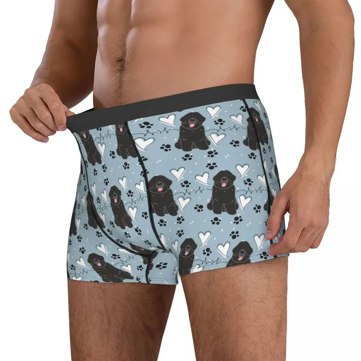 Boxer Underpants Shorts LOVE Black Newfie Newfoundland Dog Panties Male Breathable Underwear for Homme Man Boyfriend Gifts