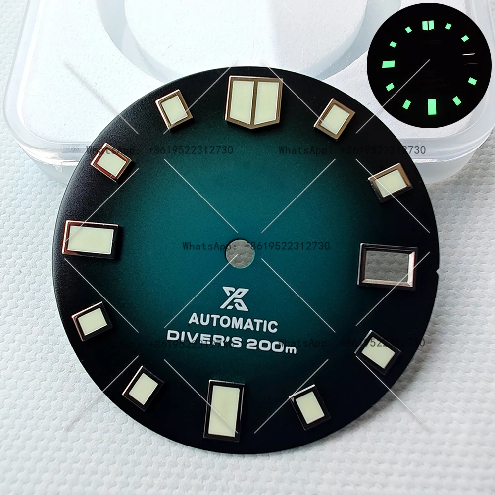 Cambio gradual verde oscuro NH35 dial mesa de 3,8 puntos poner Japón C3 accesorios modificados luminosos verdes 28,5mm literal