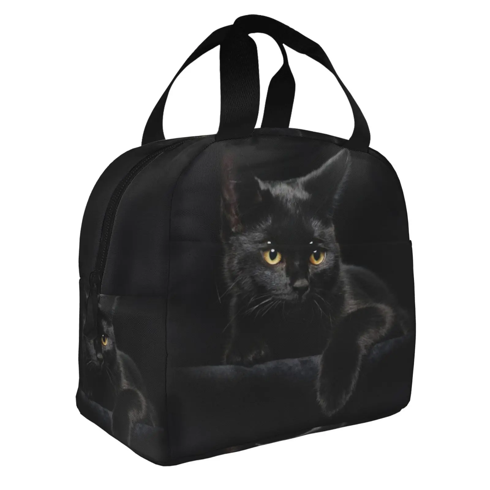 Black Cat Lunch Box for Girls Insulated Cute Lunch Bag School Lunch Bags Reusable Lunchboxes Snack Bag Kawaii Lunch Box