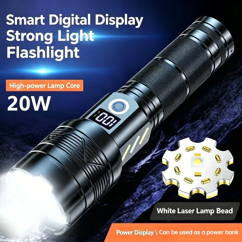 Powerful LED Flashlight USB Type C Rechargeable Zoom Waterproof 26650 Battery Torch For Outdoor Camping Hiking Emergency Fishing