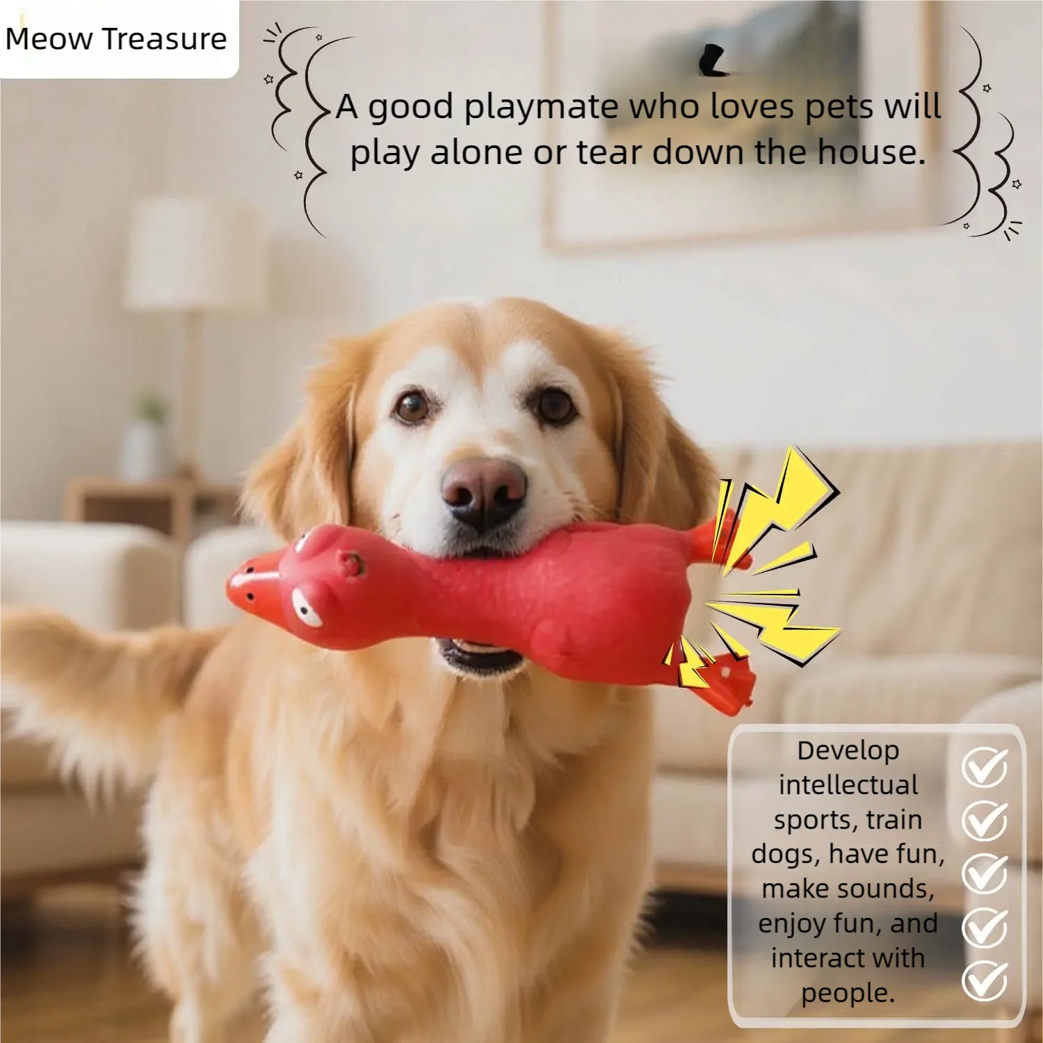 Cooing Chicken Hundespielzeug, langlebiges Latex-Kauspielzeug für kleine bis mittlere Rassen, interaktives Spielen, Haustierprodukte, Kauspielzeug für Hunde, quietschendes Spielzeug