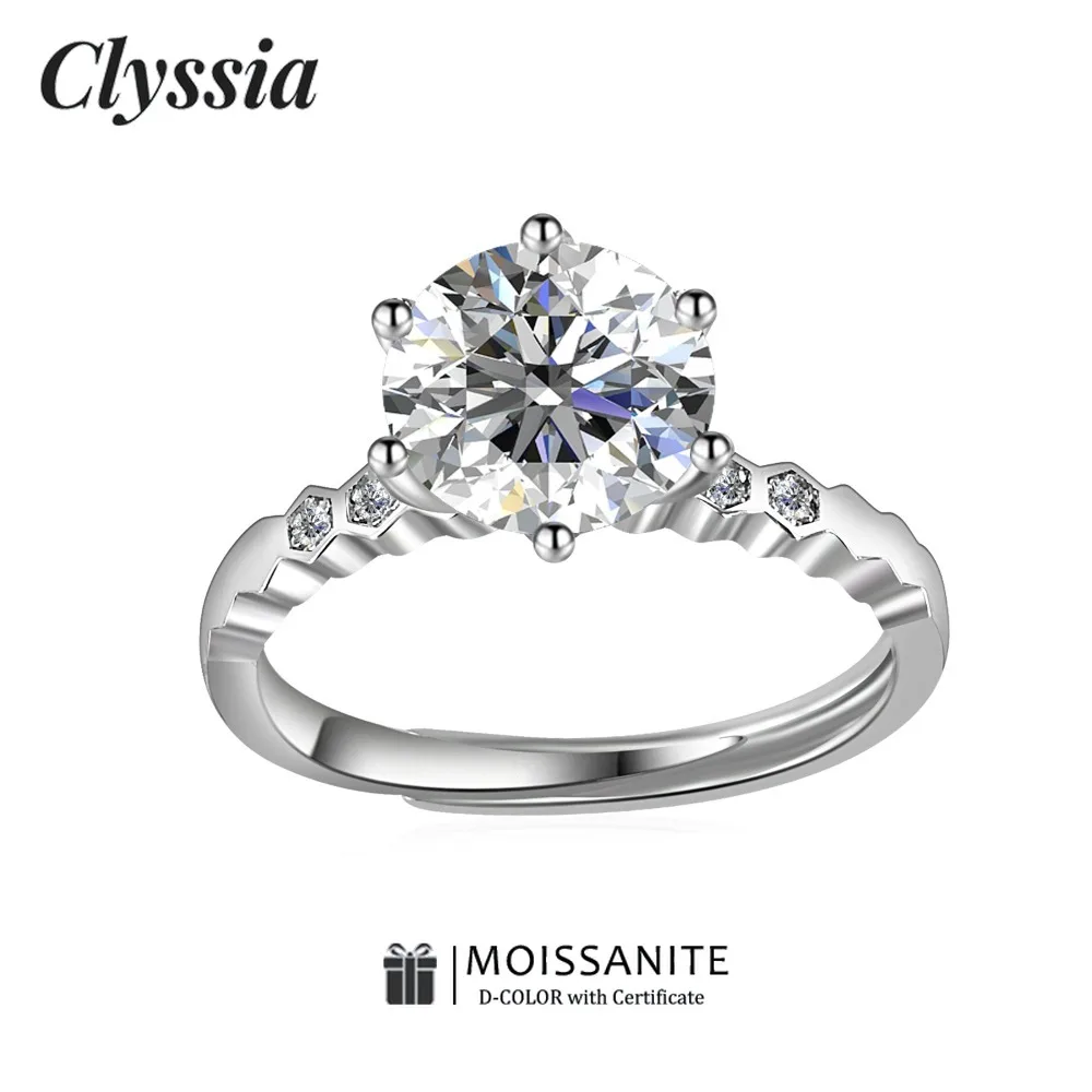 

Кольцо CLYSSIA с муассанитом, стерлинговое серебро 925 пробы, белое золото 18 карат, выращенные в лаборатории бриллианты, современный дизайн, штабелируемая коллекция ремешков