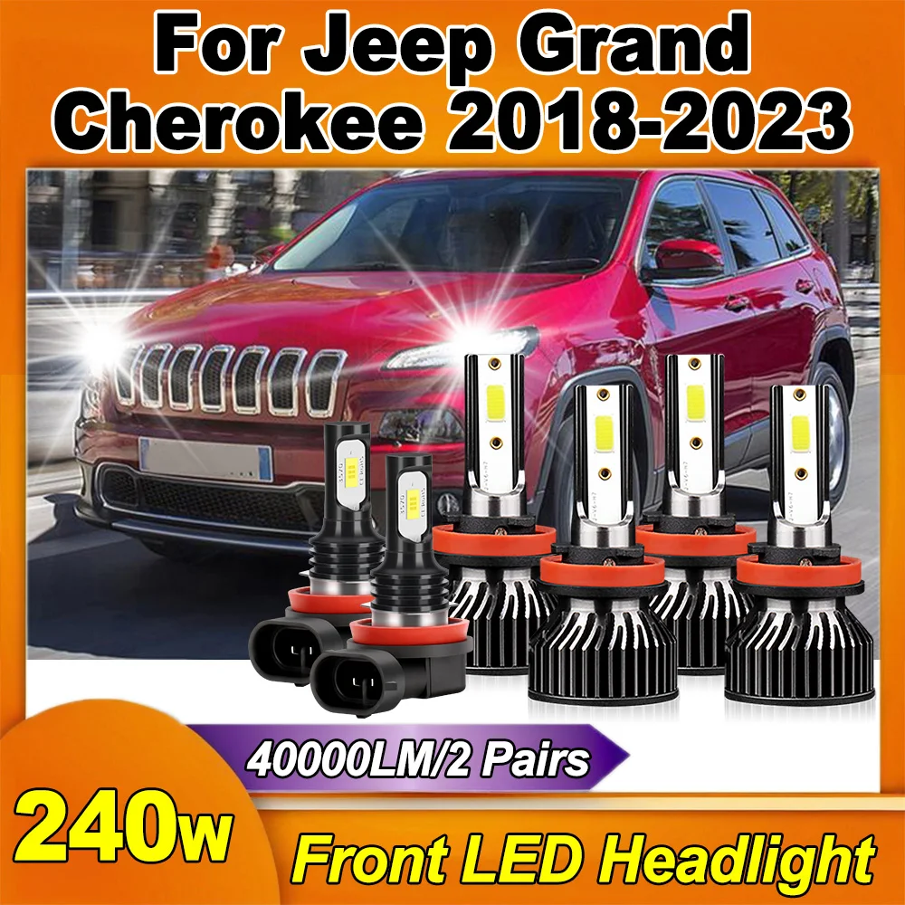 

High Low Beam LED Headlight 60000LM CSP Chips Auto Lights 12V Fog Lamps For Jeep Grand Cherokee 2018 2019 2020 2021 2022 2023