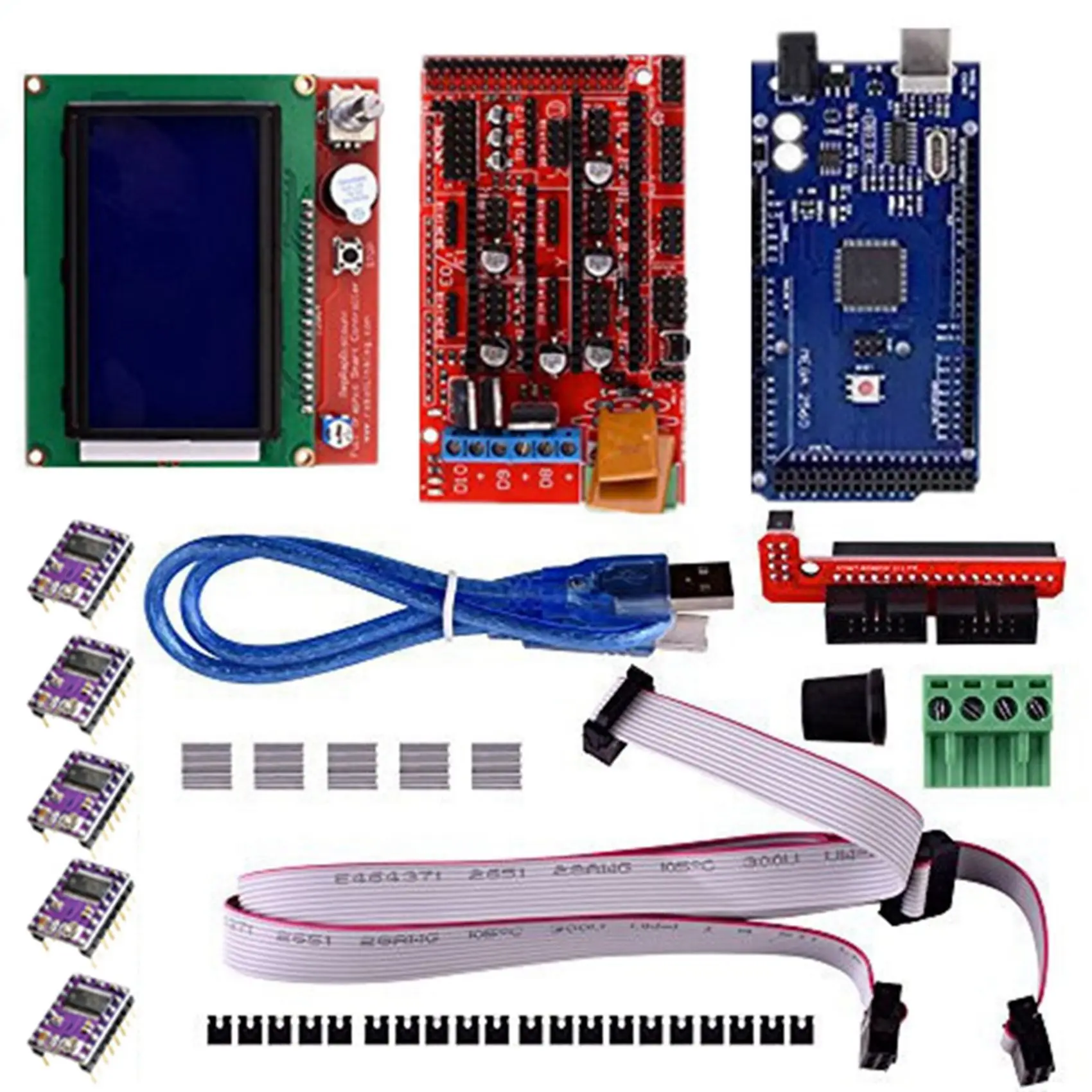 

3D Printer Kit for Ramps1.4 Control Board+2560 R3 Improved Motherboard+12864 Lcd Control Board+DRV8825 Driver with Heat