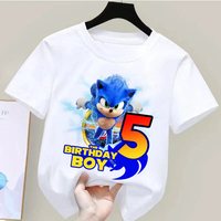 Sonics Short Sleeve T-shirt Number 1-9 Printed Tee Boys Birthday Party Supplies Clothes White Black Cotton Breathable T-shirts