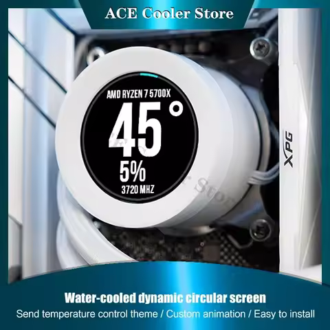 2.1 Inch IPS CPU Watercooler Monitor Screen, Real Time Dynamic Display Temperature Control AIDA64 for 120/240/360 CPU AIO Cooler