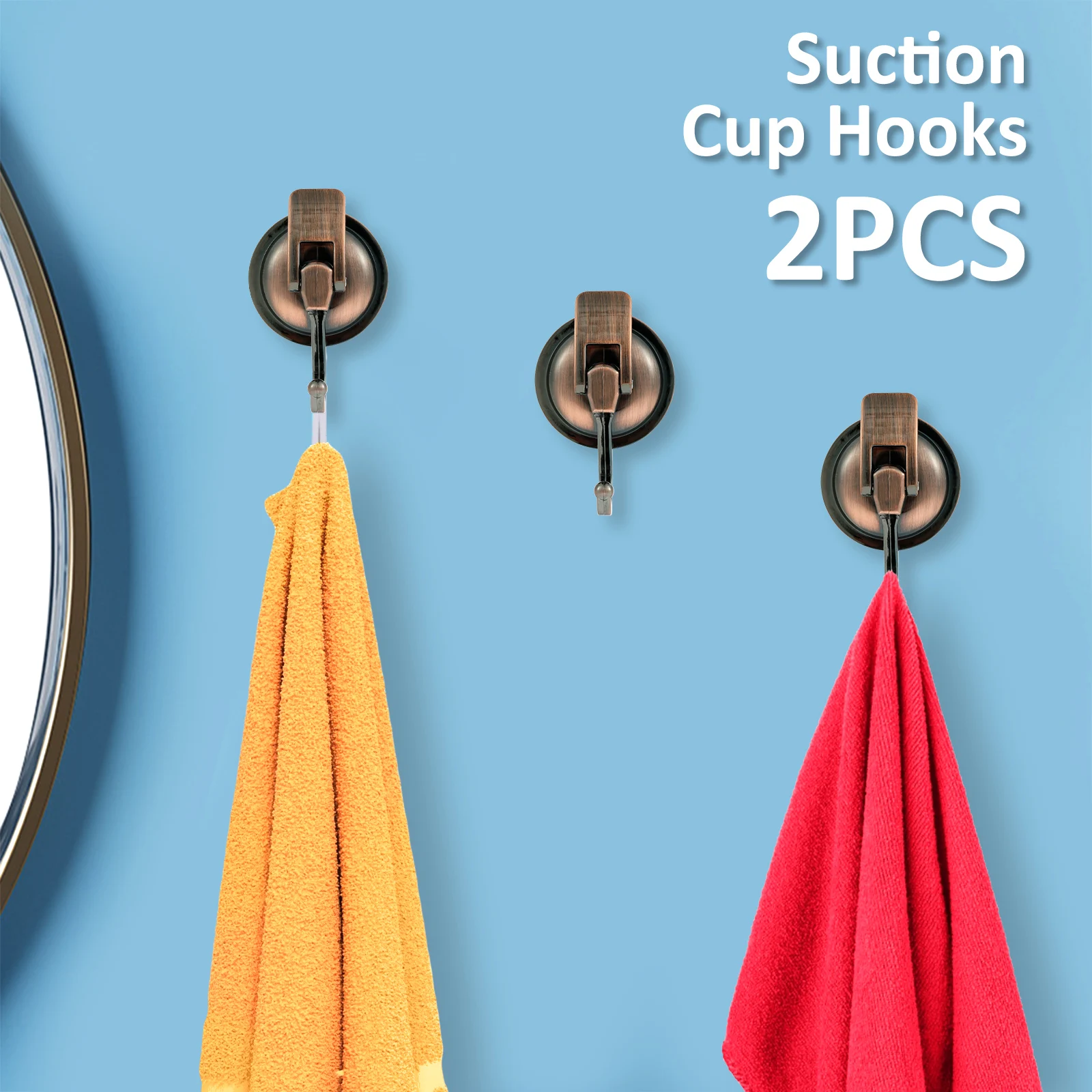 2PCS/Set Suction Cup Hooks Heavy-Duty Suction Cup Hooks Easy to Install and Removable Without Punching for Kitchen Bathroom