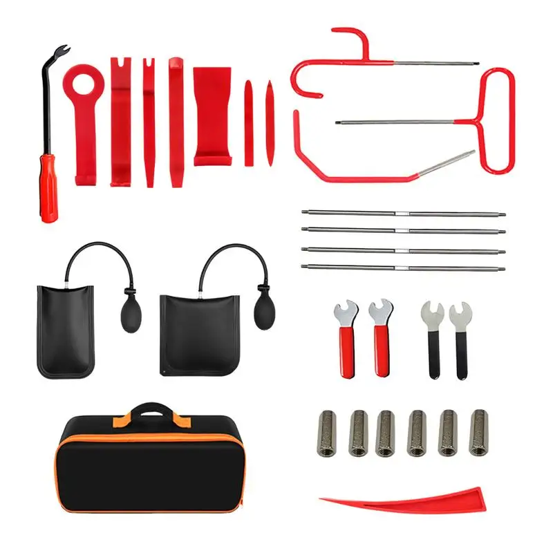 Car Lockout Kit Long Distance Pull Hook J-Hook Tool 29-Piece Set Professional Kit Assorted Car Repair Tools Storage Bag For Auto