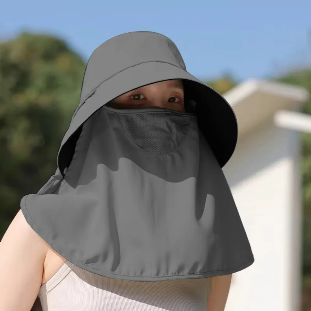 

Wide Brim Sunscreen Fisherman Hat Breathable Full Face Cover Sunshade Sun Hat Mask Neck Guard Neck Flap Hat Outdoor Activities